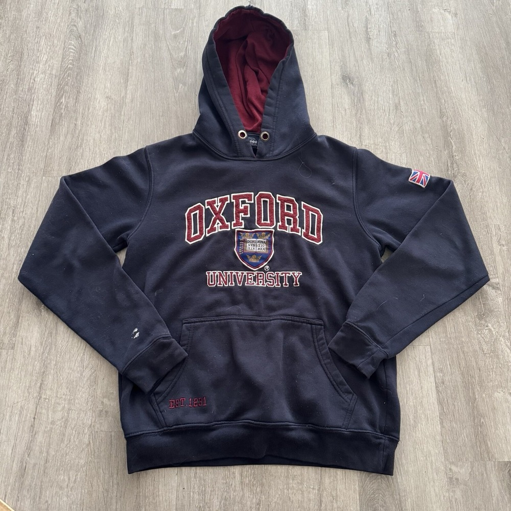 Oxford University Hoodie Sweatshirt Adult Small Navy Blue Spellout Logo